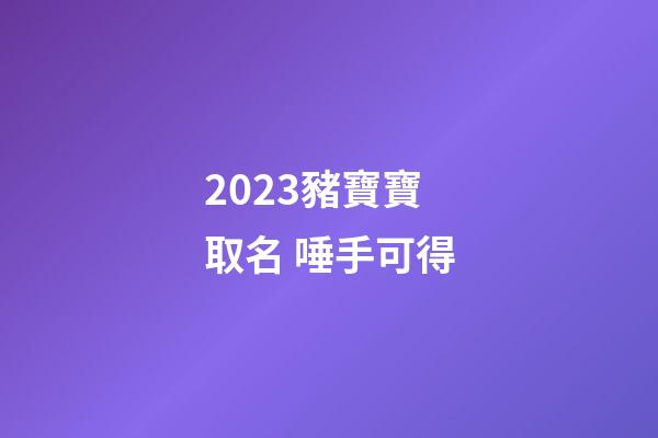2023豬寶寶取名 唾手可得